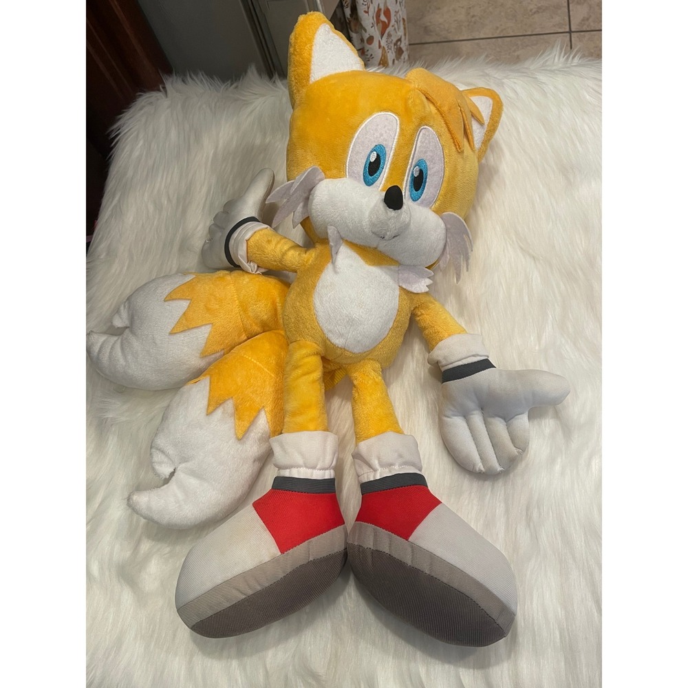 Sonic The Hedgehog Yellow Tails Stuffed Animal Plush Coin Backpack Used